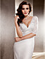  Trumpet/Mermaid V-neck Sweep/Brush Train Lace Wedding Dress