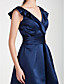  A-line V-neck Knee-length Satin Bridesmaid Dress
