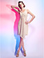  Sheath/ Column V-neck Chiffon Cocktail Dress With Side-Draping