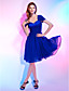  A-line Straps Chiffon Over Stretch Satin Cocktail Dress