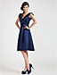  A-line V-neck Knee-length Satin Bridesmaid Dress