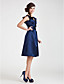  A-line V-neck Knee-length Satin Bridesmaid Dress