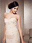  Trumpet/Mermaid Strapless Court Train Lace And Organza Wedding Dress