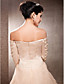  A-line Off-the-shoulder Floor-length Satin And Organza Wedding Dress