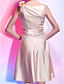  A-line Jewel Neck Knee-length Stretch Satin Cocktail Dress
