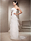  Sheath/Column Strapless Court Train Organza Wedding Dress