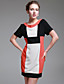  ts manga curta simplicidade verificada vestido bloco de cor