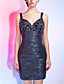  Sheath/Column Short/Mini Sequined Cocktail Dress With Straps