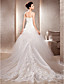  A-line Strapless Chapel Train Organza And Lace Wedding Dress