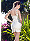  Sheath/Column Short/Mini Satin Wedding Dress With 3D Florals
