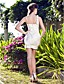  Sheath/Column Short/Mini Satin Wedding Dress With 3D Florals