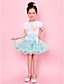  Blue Trimming Bowknot Chiffon Girl Skirt With Lining