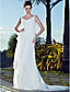  Sheath/Column Straps V-neck Court Train Chiffon Wedding Dress