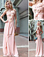  One Shoulder Floor-length Sheath/Column Satin And Chiffon Evening Dress
