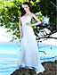  Sheath/Column Straps Sweep / Brush Train Chiffon Wedding Dress