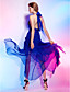  ein Online-halter asymmetrische Chiffon und Stretch-Satin Cocktail-Kleid