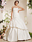  Ball Gown Strapless Court Train Satin Weeding Dress