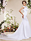  Trumpet/Mermaid Bateau Chapel Train Satin Weeding Dress