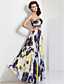  A-line Strapless Floor-length Chiffon Evening Dress