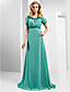  A-line Scoop Floor-length Chiffon And Stretch Satin Evening Dress