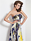  A-line Strapless Floor-length Chiffon Evening Dress