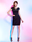  Sheath/Column Notched Neckline Short/Mini Satin Cocktail Dress