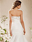  Trompete / Meerjungfrau strapless Kapelle Zug Satin Jäten Kleid