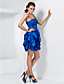  espaguete vestido de baile Correias curto / mini vestido de cocktail de tafetá com alças removíveis