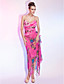  Sheath/Column Spaghetti Straps Asymmetrical Tea-length Cocktail Dress