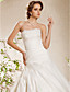  Ball Gown Strapless Court Train Satin Weeding Dress
