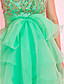  genou longueur organza robe de cocktail A-ligne bretelles