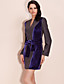  ts Farbblock Wolle und Samt Mischgewebe Kleid