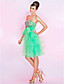  genou longueur organza robe de cocktail A-ligne bretelles
