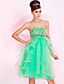  genou longueur organza robe de cocktail A-ligne bretelles