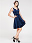  a-line v con cuello en la rodilla-longitud del vestido la dama de honor satin