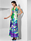  guaina / colonna capestro caviglia-lunghezza del pattern / satin abito da sera di stampa