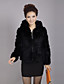  Long Sleeve Hooded Collar Office Rex Rabbit Fur Jacket(More Colors)