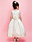  A-line/Ball Gown Jewel Tea-length Satin Flower Girl Dress With Ribbon and Flower