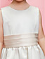  A-line/Ball Gown Jewel Tea-length Satin Flower Girl Dress With Ribbon and Flower