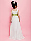  a-lijn vierkante vloer-length chiffon bloem meisje jurk