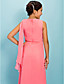  schede / column juweel enkellange chiffon junior bruidsmeisje jurk