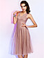  A-line V-neck Knee-length Tulle Cocktail Dress