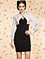  TS VINTAGE Contrast Color Puff Sleeve Mix Fabric Dress