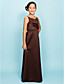  A-line V-neck Floor-length Satin Junior Bridesmaid Dress
