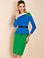  ts kontrastfarge langermet belte bodycon kjole