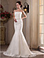  Trumpet/Mermaid StraplessSweep/Brush Train Tulle Satin Wedding Dress