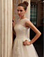  a-line jewel sweep / cepillo de de tren vestido de novia tulle