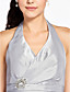  A-line Halter Knee-length Organza Over Taffeta Bridesmaid Dress