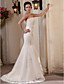  Trumpet/Mermaid StraplessSweep/Brush Train Tulle Satin Wedding Dress