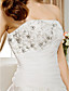  Ball Gown Strapless Chapel Train Satin And Organza Wedding Dress